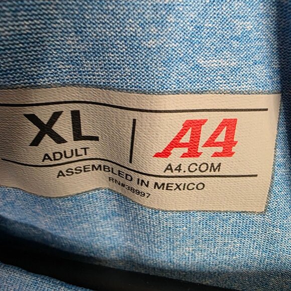 Womens A4 Blue Active T Shirt Crew Neck Short Sleeve Polyester XL - Picture 2 of 6